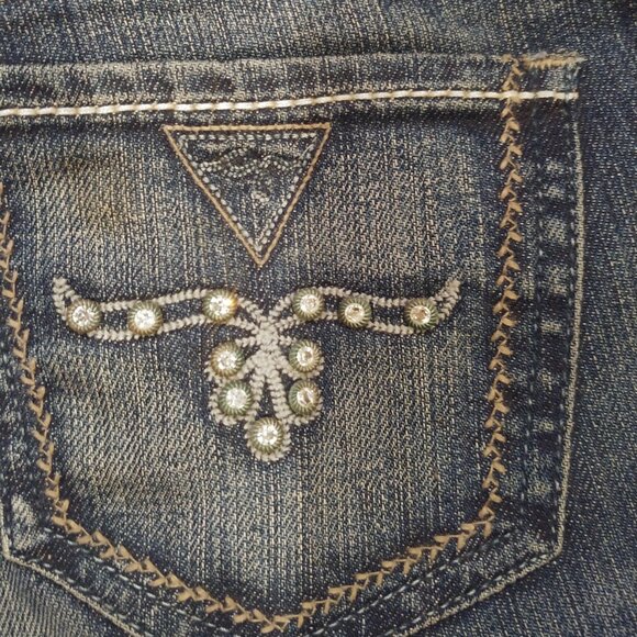 Vintage Guess Premium dark washed low rise flared jeans size 26 Made in USA - Picture 14 of 16